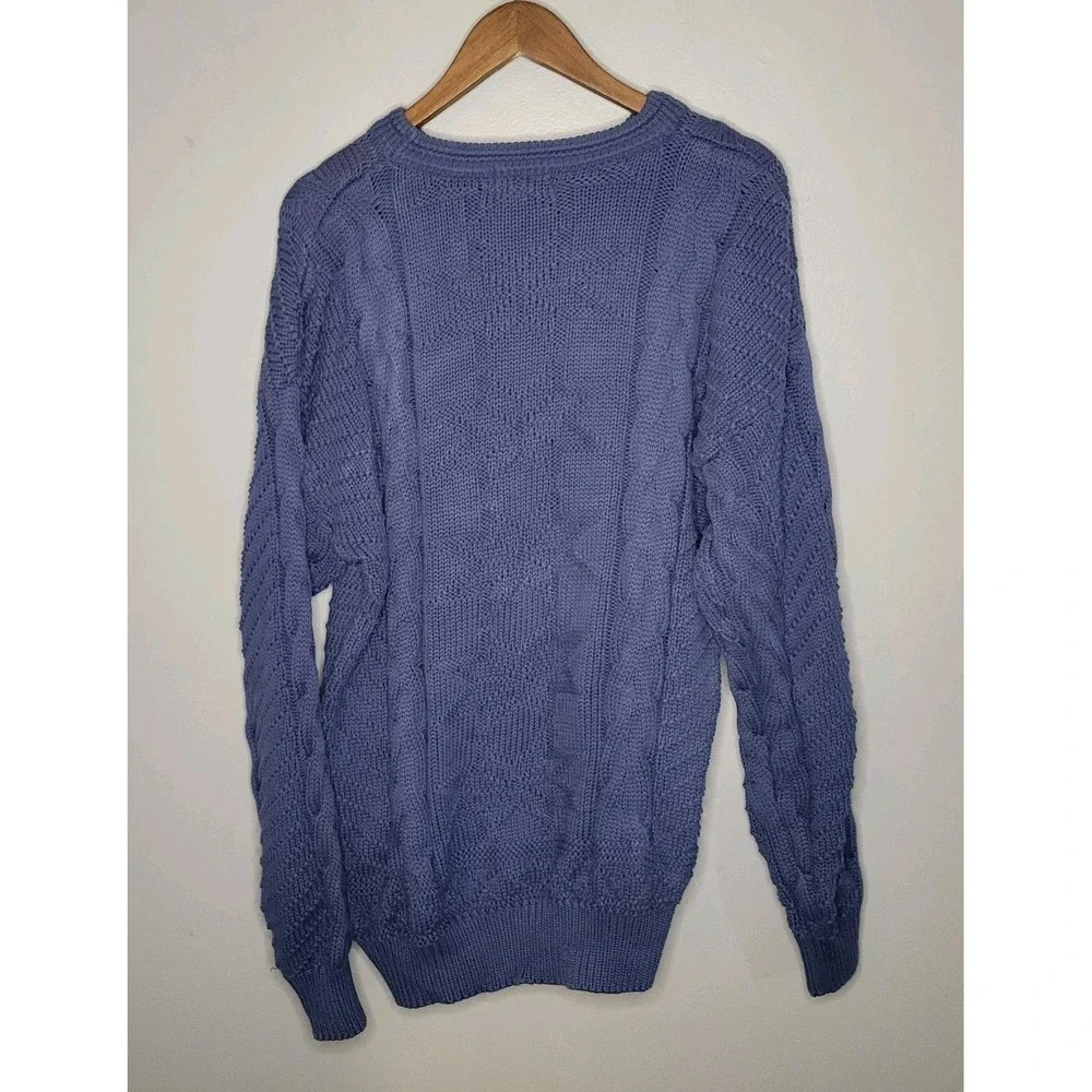 VTG Abercrombie & Fitch Men's Fisherman Chunky Cable Knit Sweater Blue Med *Flaw
